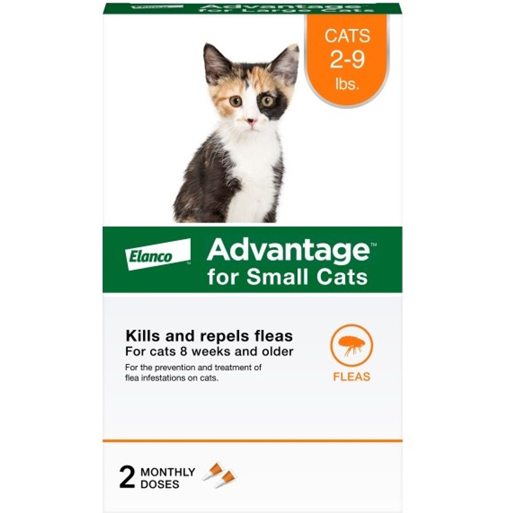 Advantage Topical Flea Prevention for Small Cats, 2-9 lbs, 2-Monthly Treatments