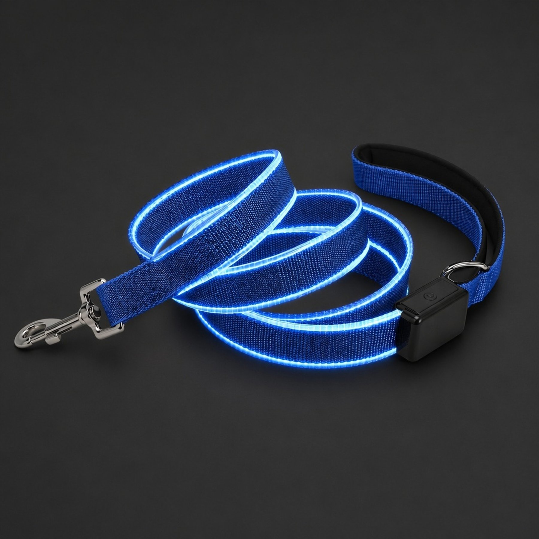 MEGAPAWS Rechargeable LED Light-Up Dog Leash, 5-ft long, 5/6-in wide, Blue