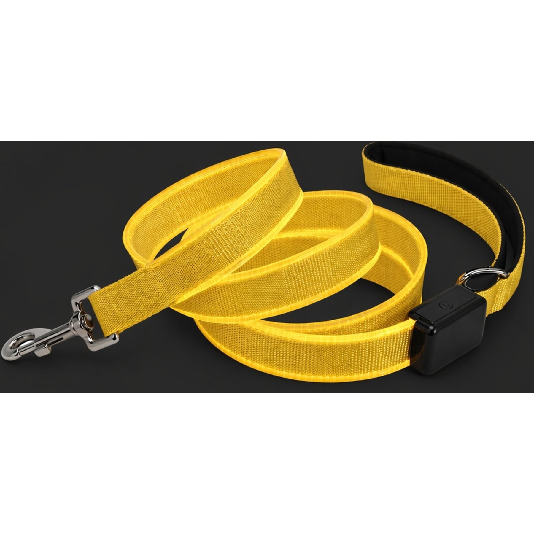 MEGAPAWS Rechargeable LED Light-Up Dog Leash, 5-ft long, 5/6-in wide, Yellow