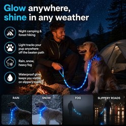 MEGAPAWS Waterproof PVC LED Dog Leash with Colorful Light Strip, 3.5-ft long, 5/6-in wide, Yellow slide 2 of 8