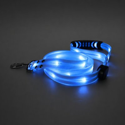 MEGAPAWS MEGAPAWS Waterproof PVC LED Dog Leash with Colorful Light Strip, 3.5-ft long, 5/6-in wide, Blue