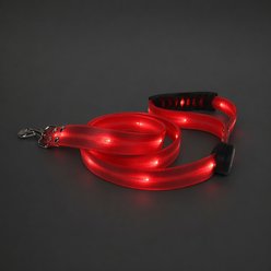 MEGAPAWS Waterproof PVC LED Dog Leash with Colorful Light Strip, 3.5-ft long, 5/6-in wide, Red