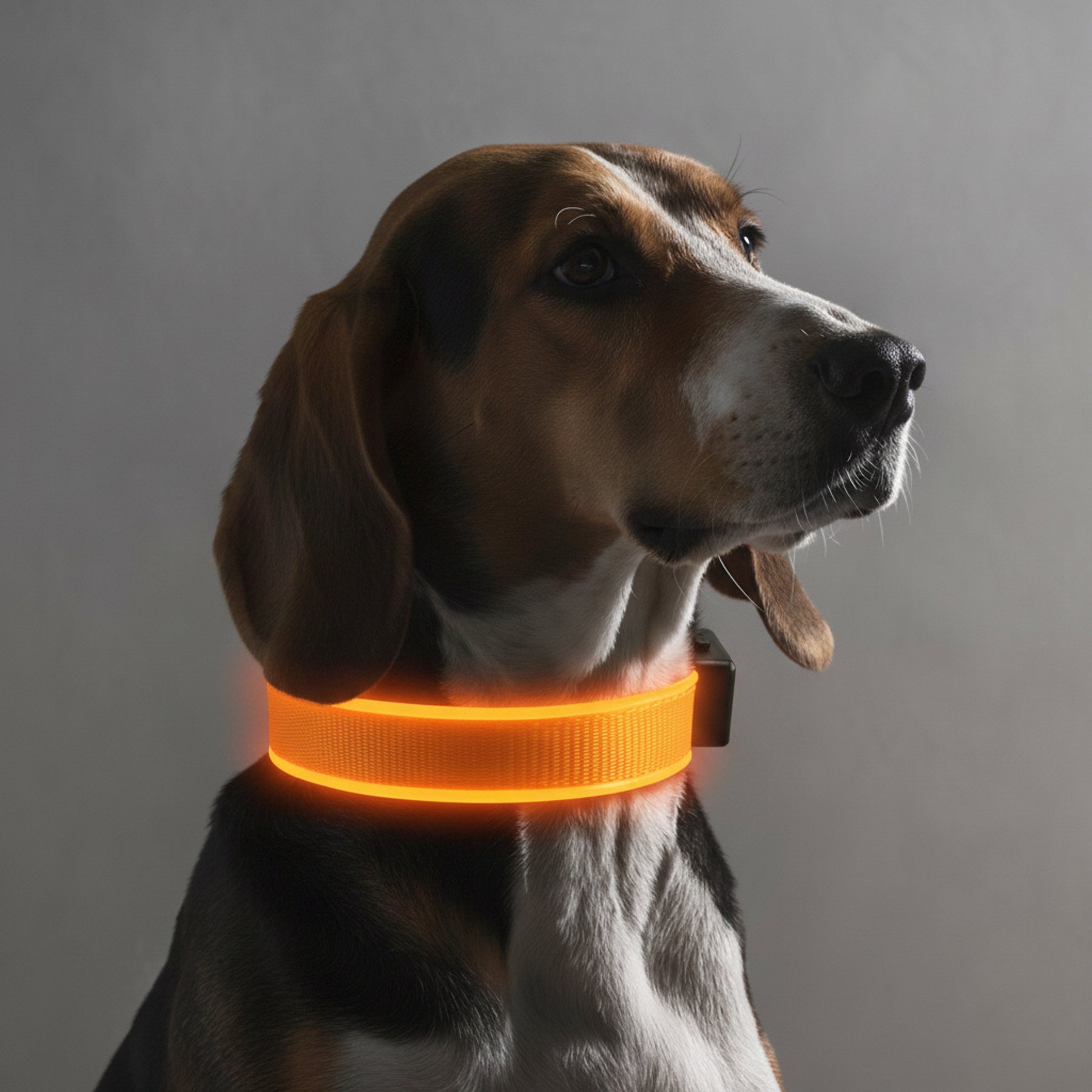 MEGAPAWS Rechargeable Adjustable High-Visibility LED Dog Collar, Orange, Small: 8 to 12-in neck, 0.79-in wide