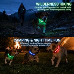 MEGAPAWS 8-Color Flashing Rechargeable Waterproof Adjustable LED Dog Collar, Orange, Medium: 13 to 19-in neck, 0.79-in wide slide 2 of 9