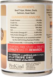 PetKind Tripett Green Beef Tripe, Duck & Salmon Grain-Free Canned Dog Food, 12.8-oz, case of 12 slide 2 of 8
