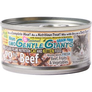 Gentle Giants Natural Non-GMO Beef Grain-Free Cat & Kitten Canned Cat Food, 3-oz, case of 24