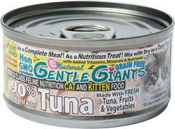 Gentle Giants Natural Non-GMO Tuna Grain-Free Cat & Kitten Canned Cat Food, 3-oz, case of 24