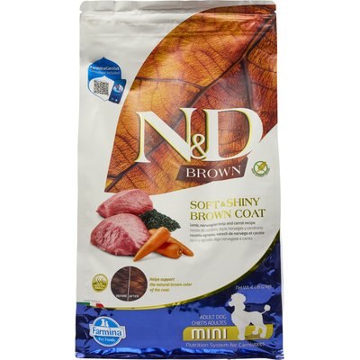 Farmina Farmina N&D Brown Coat Canine Formula Adult GMO-Free Lamb, Carrot & Kelp Mini Dry Dog Food, 4.4-lb bag