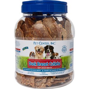 Pet Center Duck Breast Cutlet Dehydrated Dog Treats, 1-lb canister