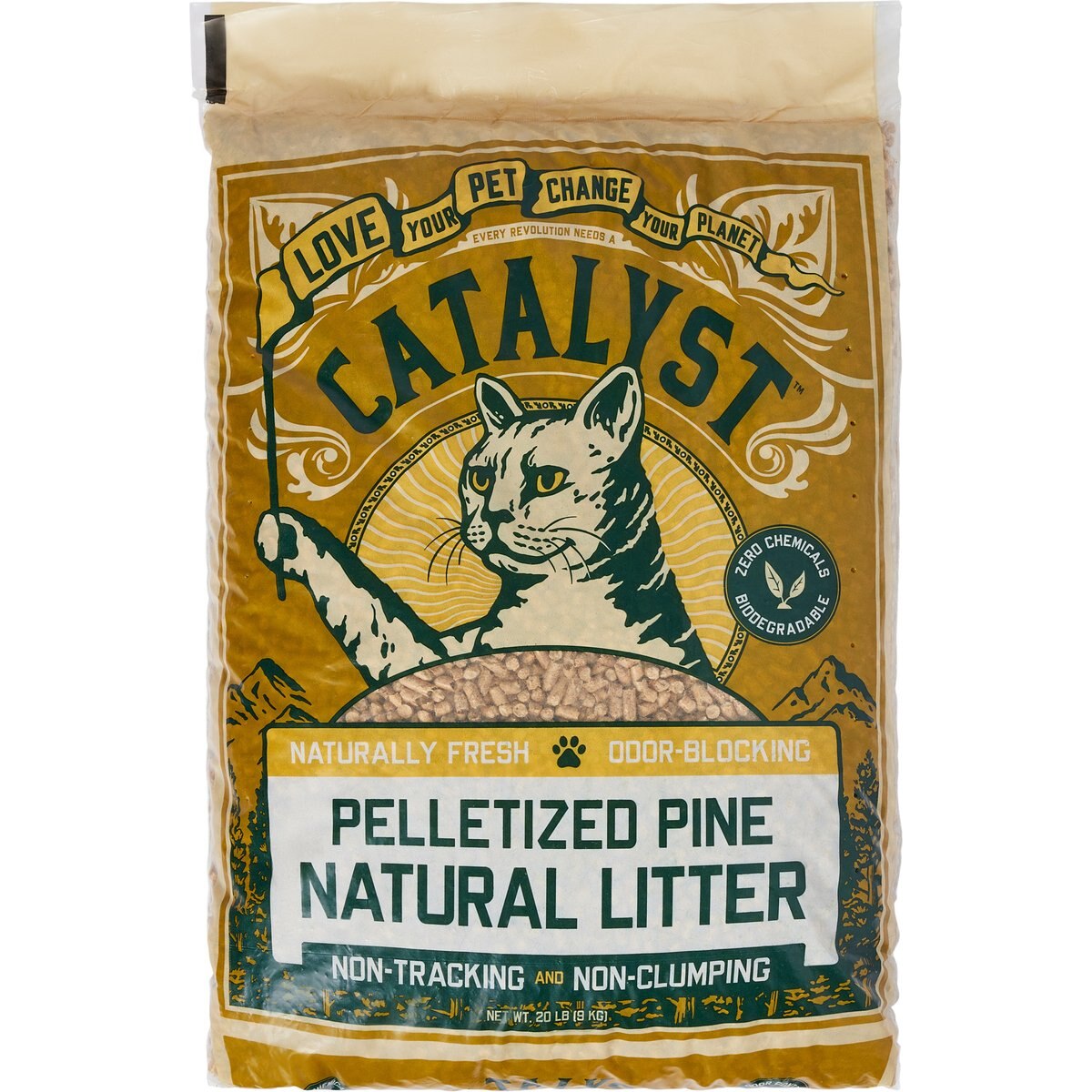 Catalyst Pet Pine Pellet Unscented Non-Clumping Wood Cat Litter, 20-lb bag