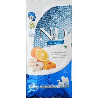 Farmina Farmina N&D Ocean Canine Adult Cod, Pumpkin & Orange Dry Dog Food, 22-lb bag