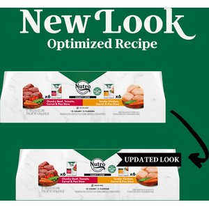 Nutro Hearty Stew Variety Pack Chunky Beef, Tomato, Carrot & Pea Stew & Tender Chicken Adult Wet Dog Food, 12.5-oz can, case of 12