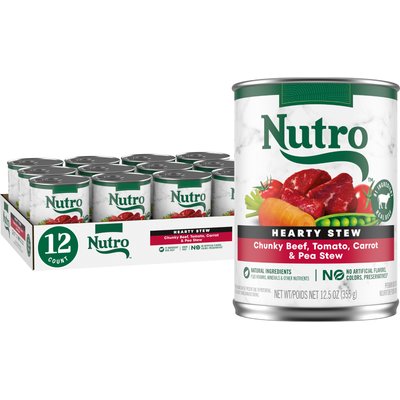 Nutro Nutro Hearty Stew Adult Chunky Beef, Tomato, Carrot & Pea Canned Wet Dog Food, 12.5-oz, case of 12