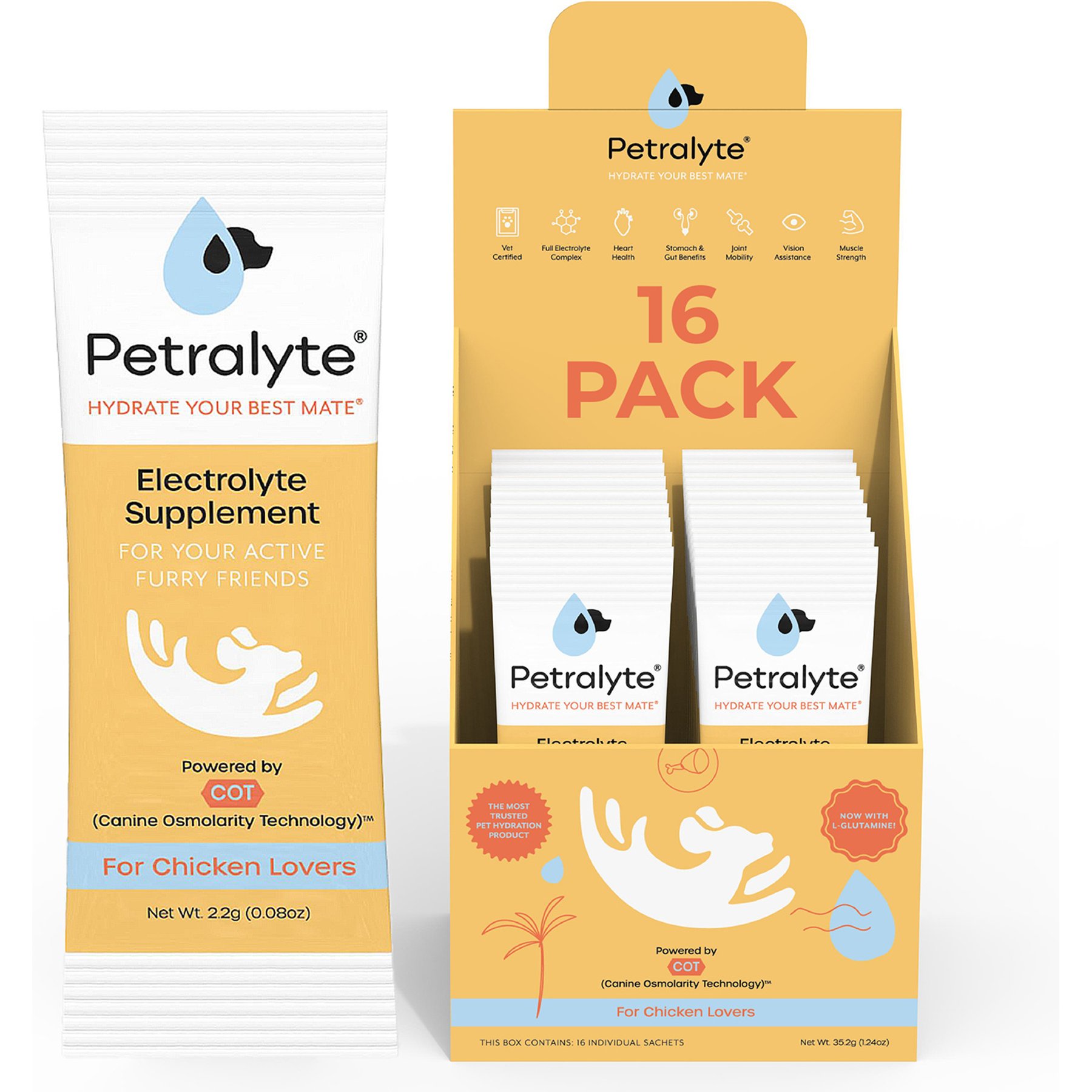 Petralyte Chicken Flavored Electrolyte & Joint Supplement for Dogs, 16 count