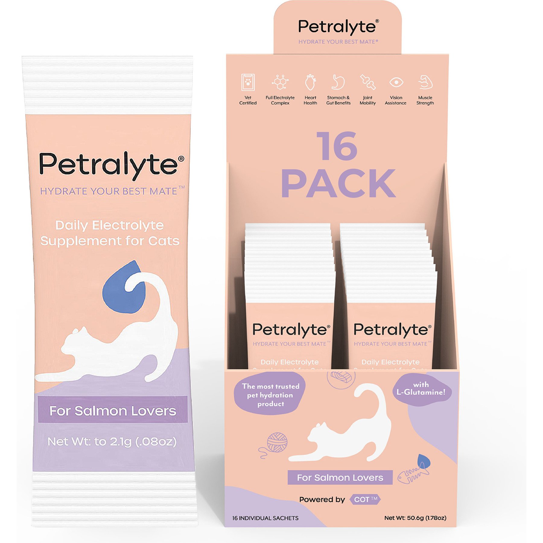 Petralyte Salmon Flavored Electrolyte & Joint Supplement for Cats, 16 count
