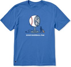 LIFE IS GOOD Men's Huge Baseball Fan Short Sleeve Crusher Shirt, Athletic Blue, Small