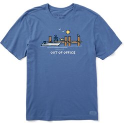 LIFE IS GOOD Men's Dock Lake Out of Office Short Sleeve Shirt, Vintage Blue, XXX-Large