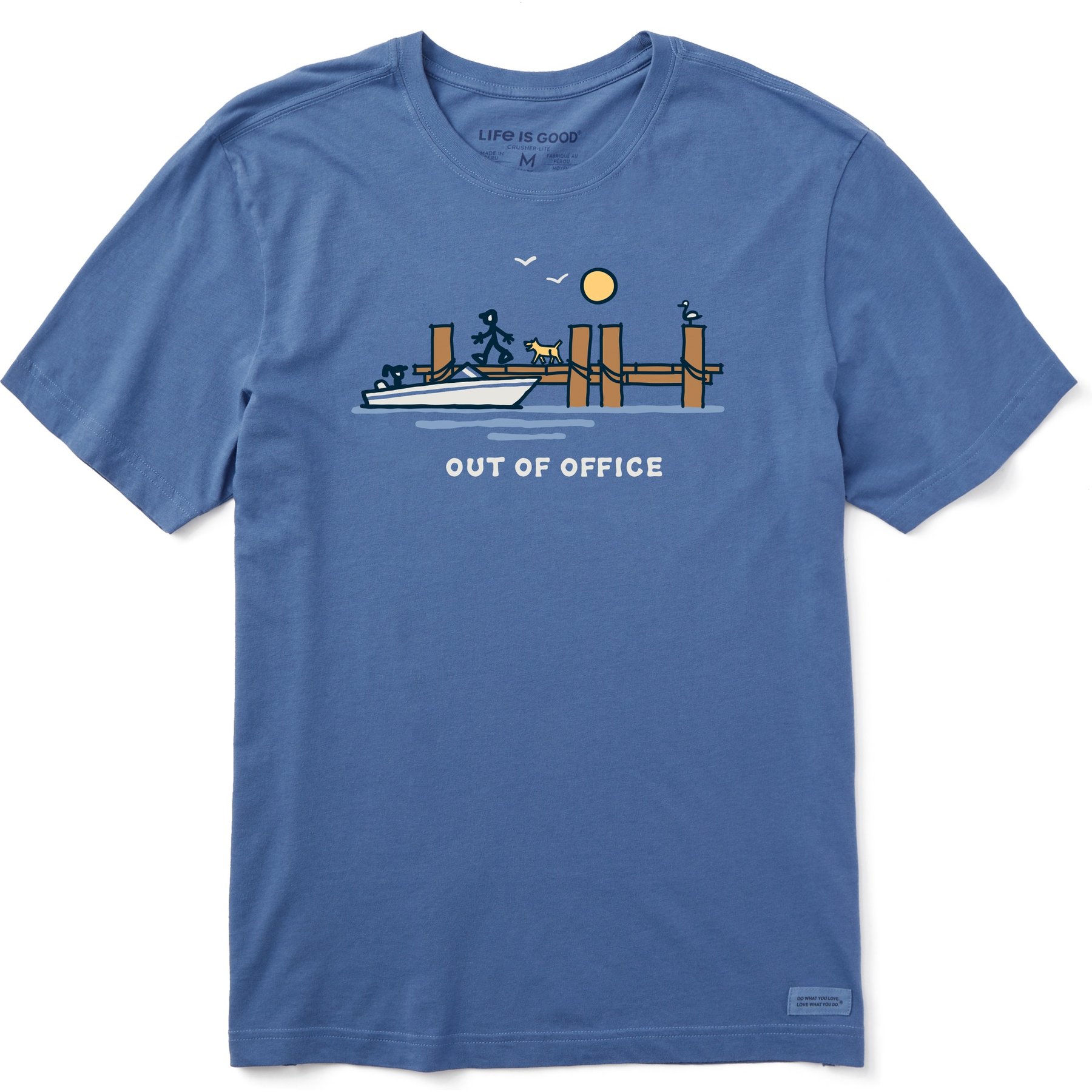LIFE IS GOOD Men's Dock Lake Out of Office Short Sleeve Shirt, Vintage Blue, Small