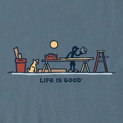 LIFE IS GOOD Men's Rocket & Jake Woodwork Vista Short Shirt, Slate Blue, Large slide 2 of 2