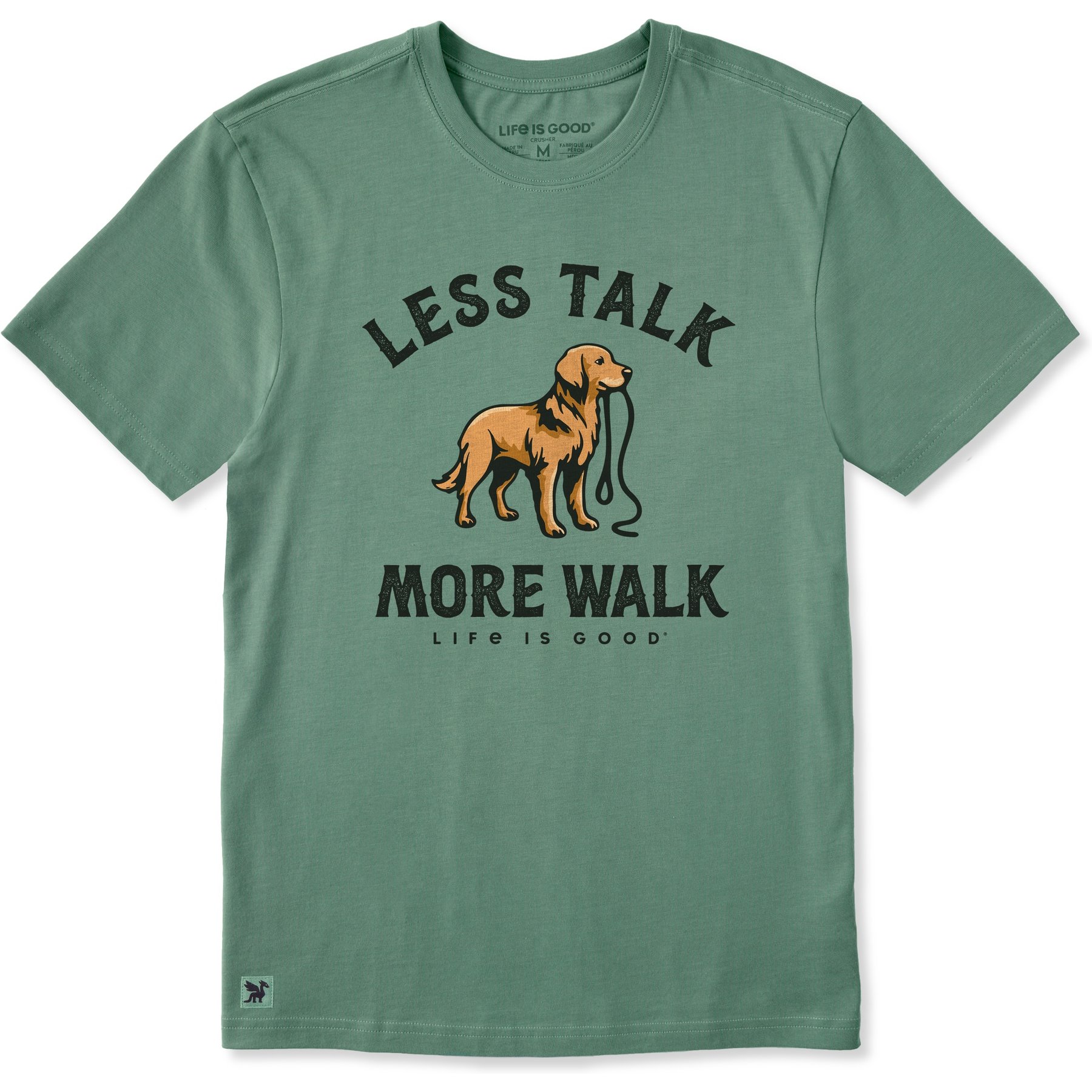 LIFE IS GOOD Men's More Walk Short Sleeve Crusher Tee Shirt, Granite Green, Medium