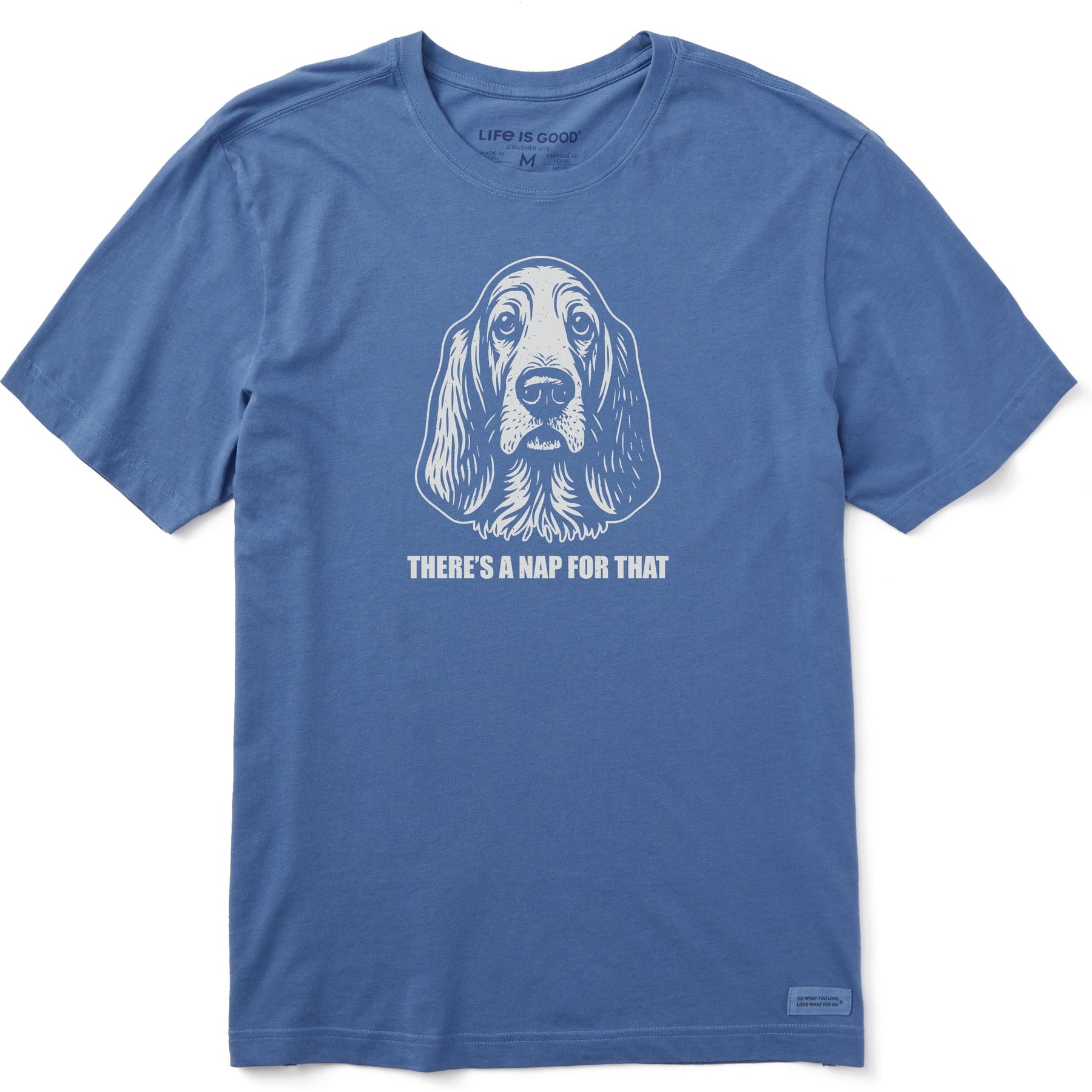 LIFE IS GOOD Men's Bert's Nap for That Basset Short Shirt, Vintage Blue, XXX-Large