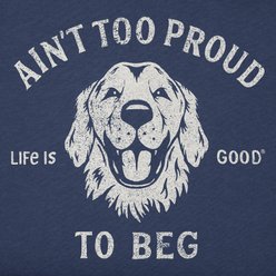 LIFE IS GOOD Men's Ain't Too Proud To Beg Short Sleeve Shirt, Darkest Blue, Large slide 2 of 2