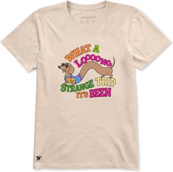 LIFE IS GOOD Women's What A Long Strange Trip Dachshund Shirt, Birch White, XX-Large