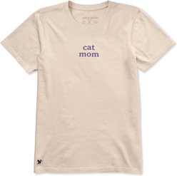LIFE IS GOOD Women's Cat Mom Simple Short Sleeve Crusher Shirt, Birch White, XX-Large