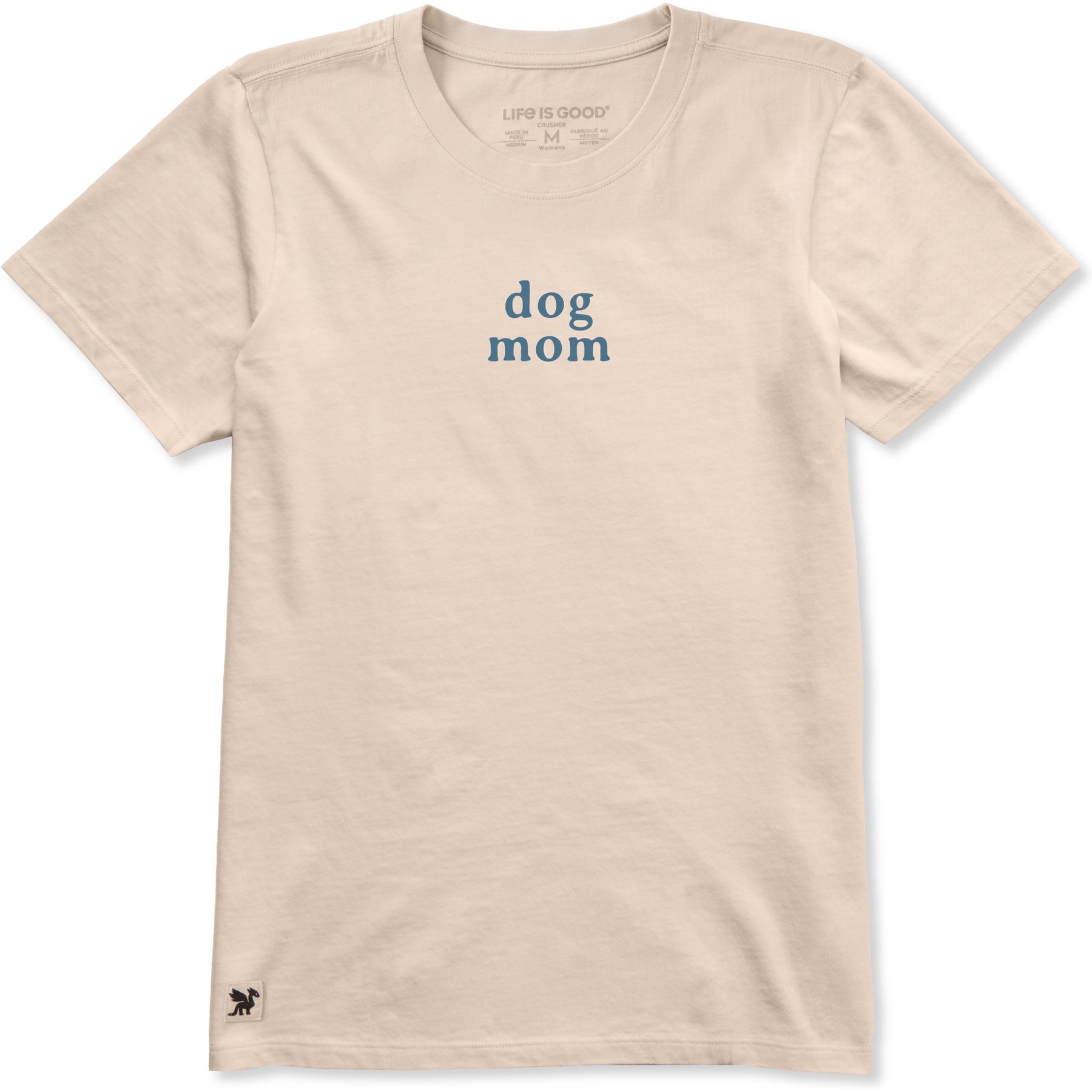 LIFE IS GOOD Women's Dog Mom Simple Short Sleeve Crusher Shirt, Birch White, X-Large