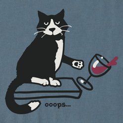 LIFE IS GOOD Women's Oops Cat Short Sleeve Crusher Tee Shirt, Slate Blue, XXX-Large slide 2 of 2
