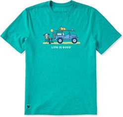 LIFE IS GOOD Men's Jake Rocket Surfboard Chillin Short Shirt, Turquoise Green, XXX-Large
