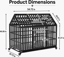 Yafylly Heavy Duty Strong Metal Dog Crate with 4 Lockable Wheels, Black, Large: 55-in slide 2 of 8