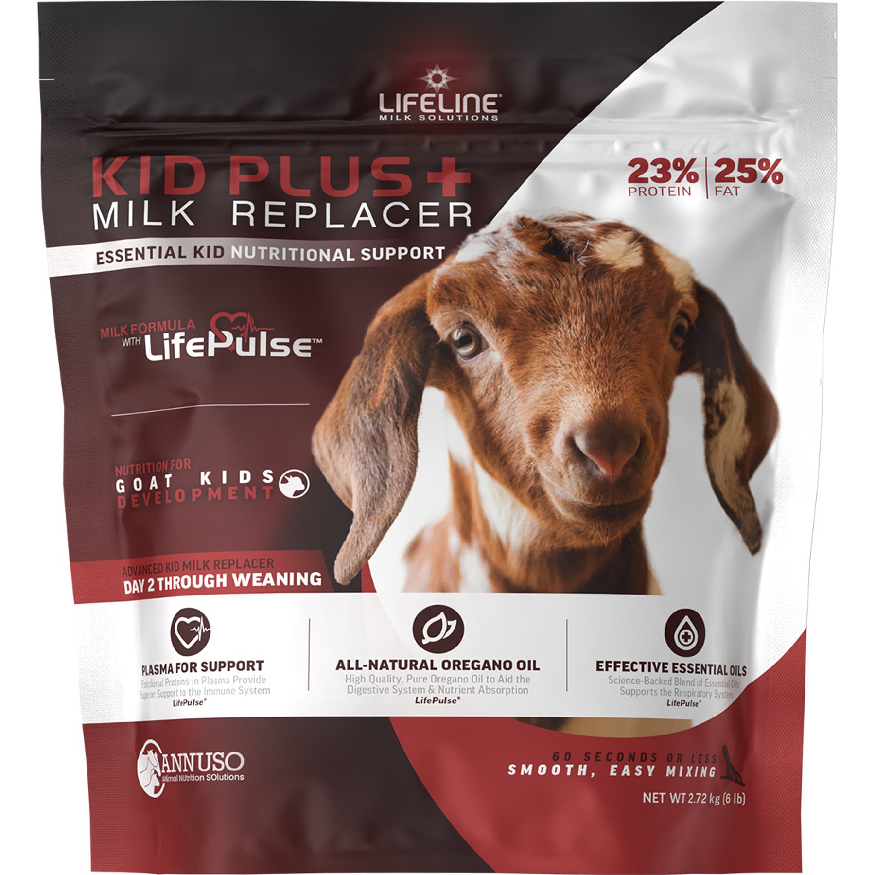LIFELINE KID PLUS 23:25 Milk Replacer Powder Lamb & Kid Supplement, 6-lb bag