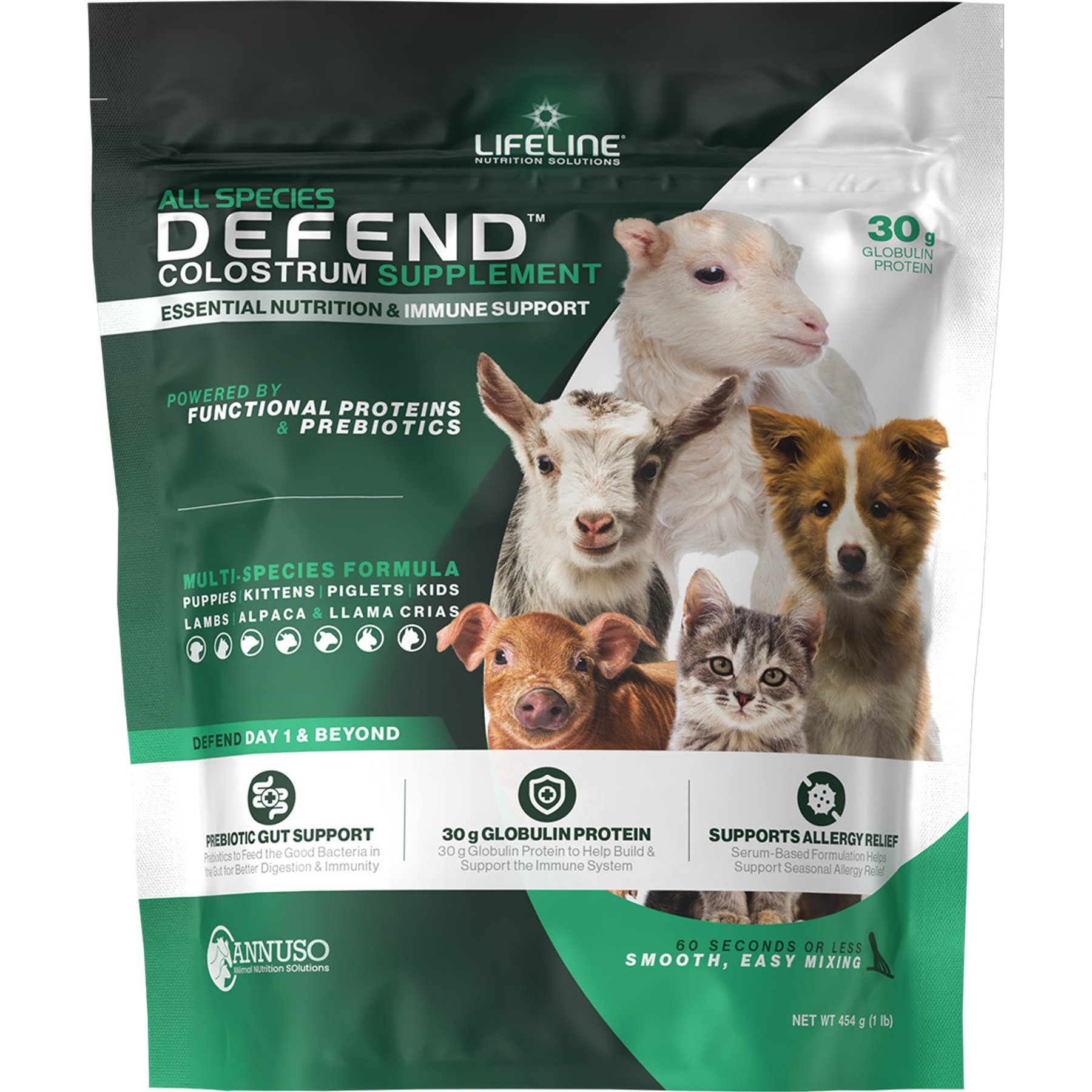LIFELINE DEFEND Colostrum Immune Support Powder Livestock Supplement, 1-lb bag