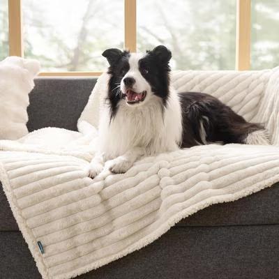 Show full view: Bedsure ComfyFleece Waterproof Dog & Cat Blanket, Cream, Twin slide 7 of 9