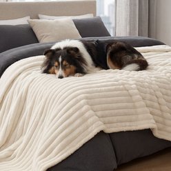 Bedsure ComfyFleece Waterproof Dog & Cat Blanket, Cream, Twin