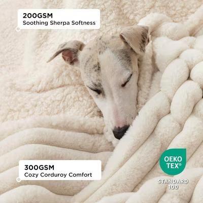 Show full view: Bedsure ComfyFleece Waterproof Dog & Cat Blanket, Cream, Twin slide 2 of 9