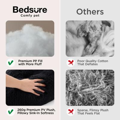 Show full view: Bedsure Calming Fluffy Plush Faux Fur Anti-Slip Donut Machine-Washable Bolster Dog & Cat Bed, Black, X-Small slide 2 of 7