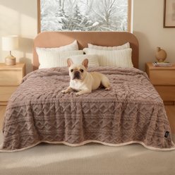 Luciphia Waterproof Soft Washable with Reversible Sherpa Fleece Furniture Protector Dog & Cat Blanket, Khaki, Queen: 90 x 82-in