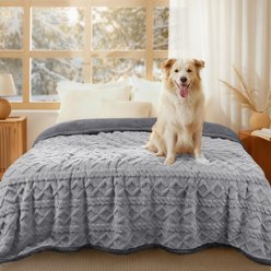 Luciphia Waterproof Soft Washable with Reversible Sherpa Fleece Furniture Protector Dog & Cat Blanket, Light Gray, King: 100 x 82-in