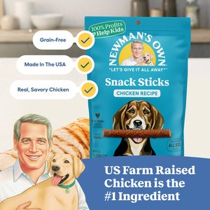 Newman's Own Snack Sticks Chicken Recipe Grain-Free Dog Treats, 5-oz bag