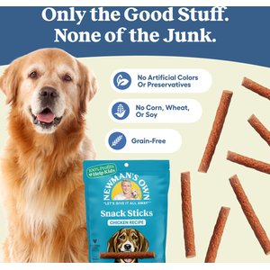 Newman's Own Snack Sticks Chicken Recipe Grain-Free Dog Treats, 5-oz bag