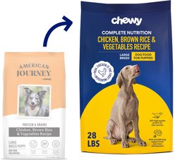 Chewy Made Complete Nutrition Large Breed Puppy Chicken, Brown Rice & Vegetables Recipe Dry Dog Food (FORMERLY AMERICAN JOURNEY), 28-lb bag