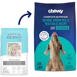 Chewy Made Complete Nutrition Large Breed Salmon, Brown Rice & Vegetables Recipe Dry Dog Food (FORMERLY AMERICAN JOURNEY), 28-lb bag