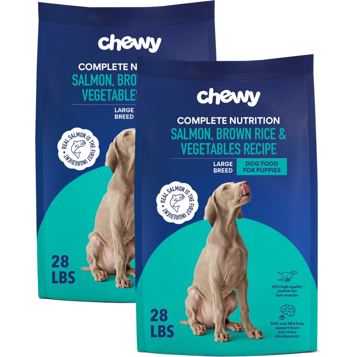 Chewy Made Complete Nutrition Large Breed Puppy Salmon, Brown Rice & Vegetables Recipe Dry Dog Food (FORMERLY AMERICAN JOURNEY), 56-lb bundle