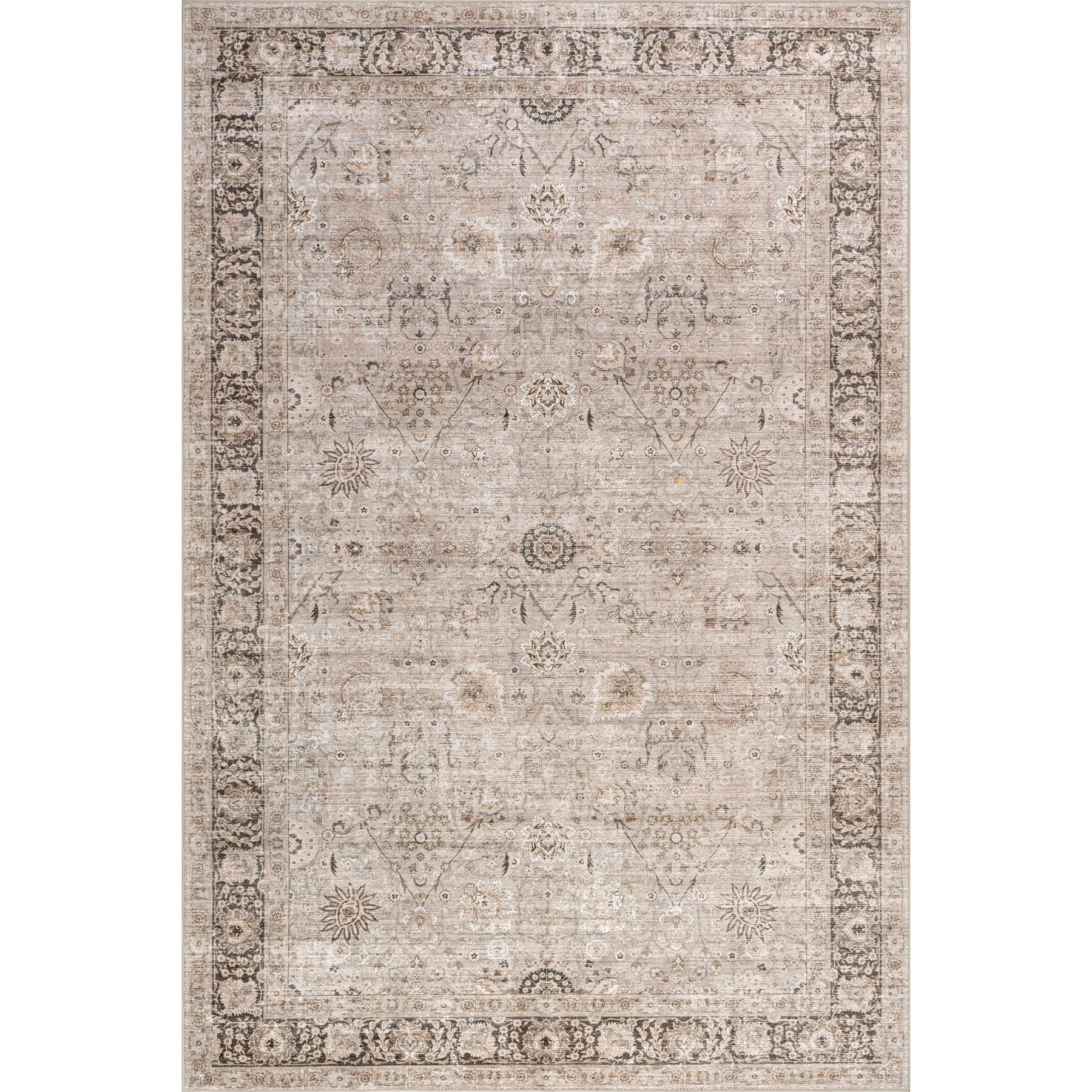 Nuloom Bayberry Spill Proof Vintage Machine Washable Area Rug, Sand, 2.5 x 8-ft