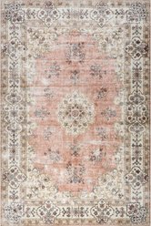 Nuloom Teja Persian Medallion Machine Washable Area Rug, Peach, 2 x 3-ft