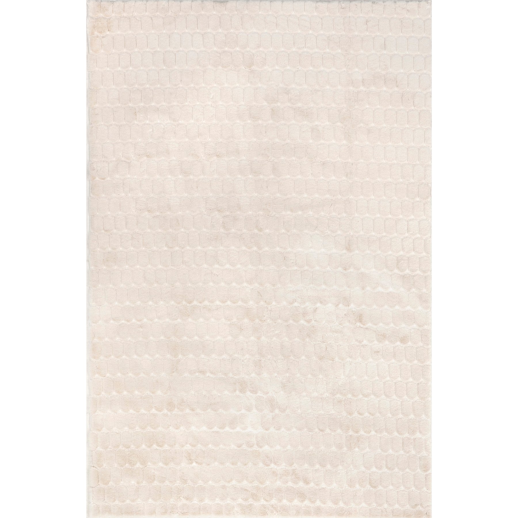 Nuloom Nia Tile Faux Rabbit Machine Washable Area Rug, Beige, 3.75 x 6-ft