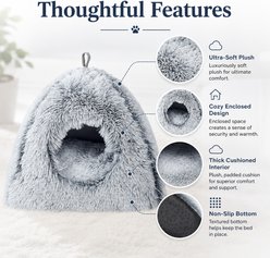 NonoPets Soft Faux Fur Covered Washable Cave Dog & Cat Bed, Beown, Medium slide 2 of 9