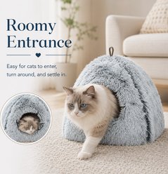 NonoPets Soft Faux Fur Covered Washable Cave Dog & Cat Bed, Grey, Small slide 2 of 9